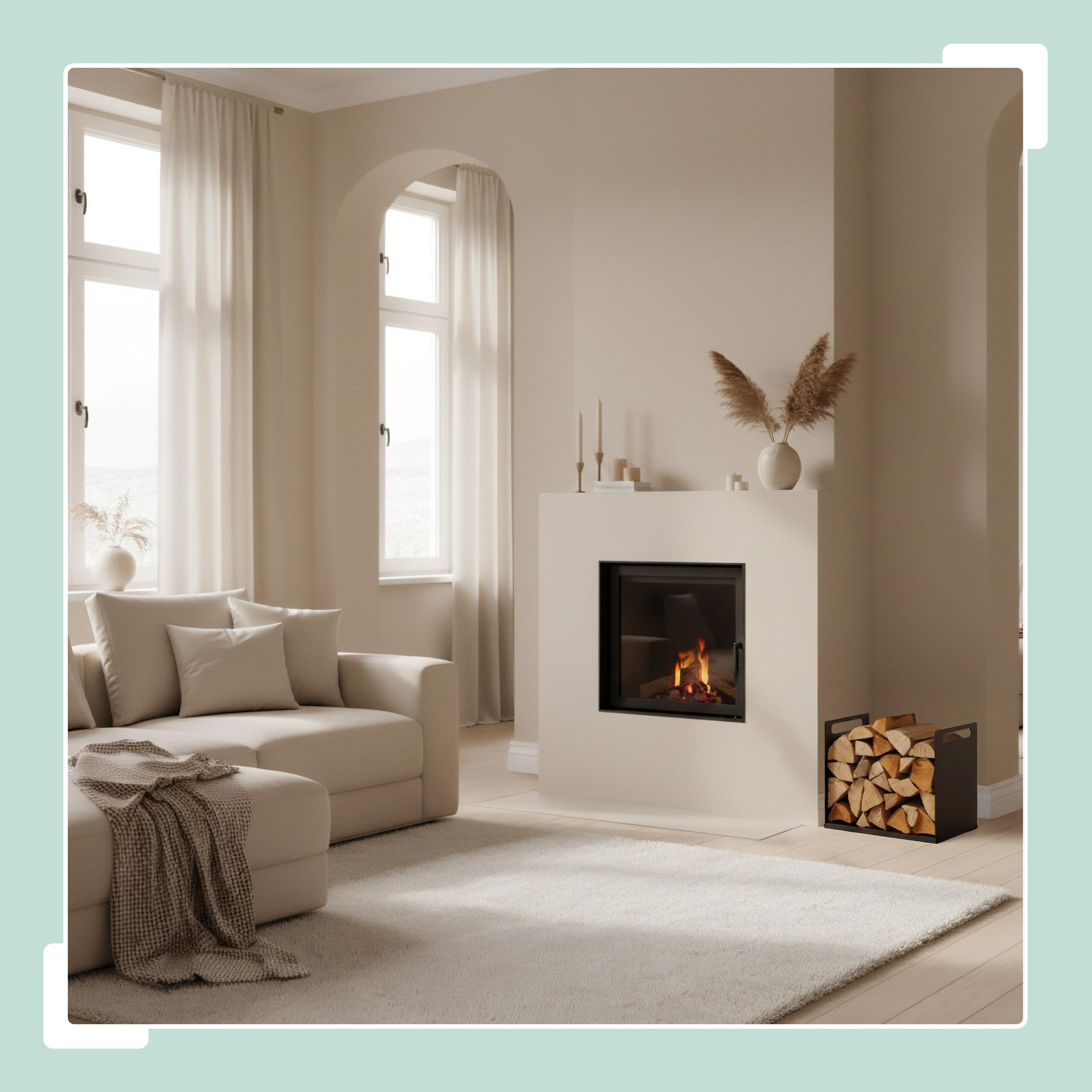 Estante para leña Relaxdays, Metal, Moderno, HBT: 35 x 40 x 30 cm, Soporte para leña, apilamiento y leña, Negro