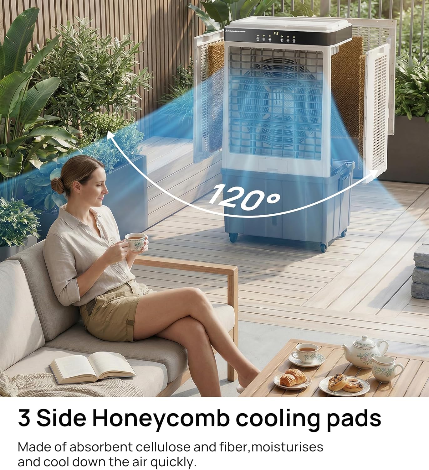Landeagle 45" Industrial Evaporative Coolers,5100CFM Portable Swamp Cooler Air Conditioner with 16.5Gal Tank & 120°Oscillation,Outdoor Cooling Fan with Continuous Auto Fill for Patio Garage Commercial