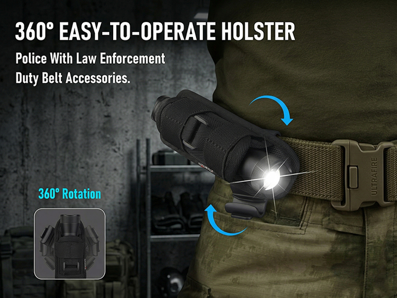 ULTRAFIRE E5 1350 Lumens Tactical Flashlight with Holster for Police