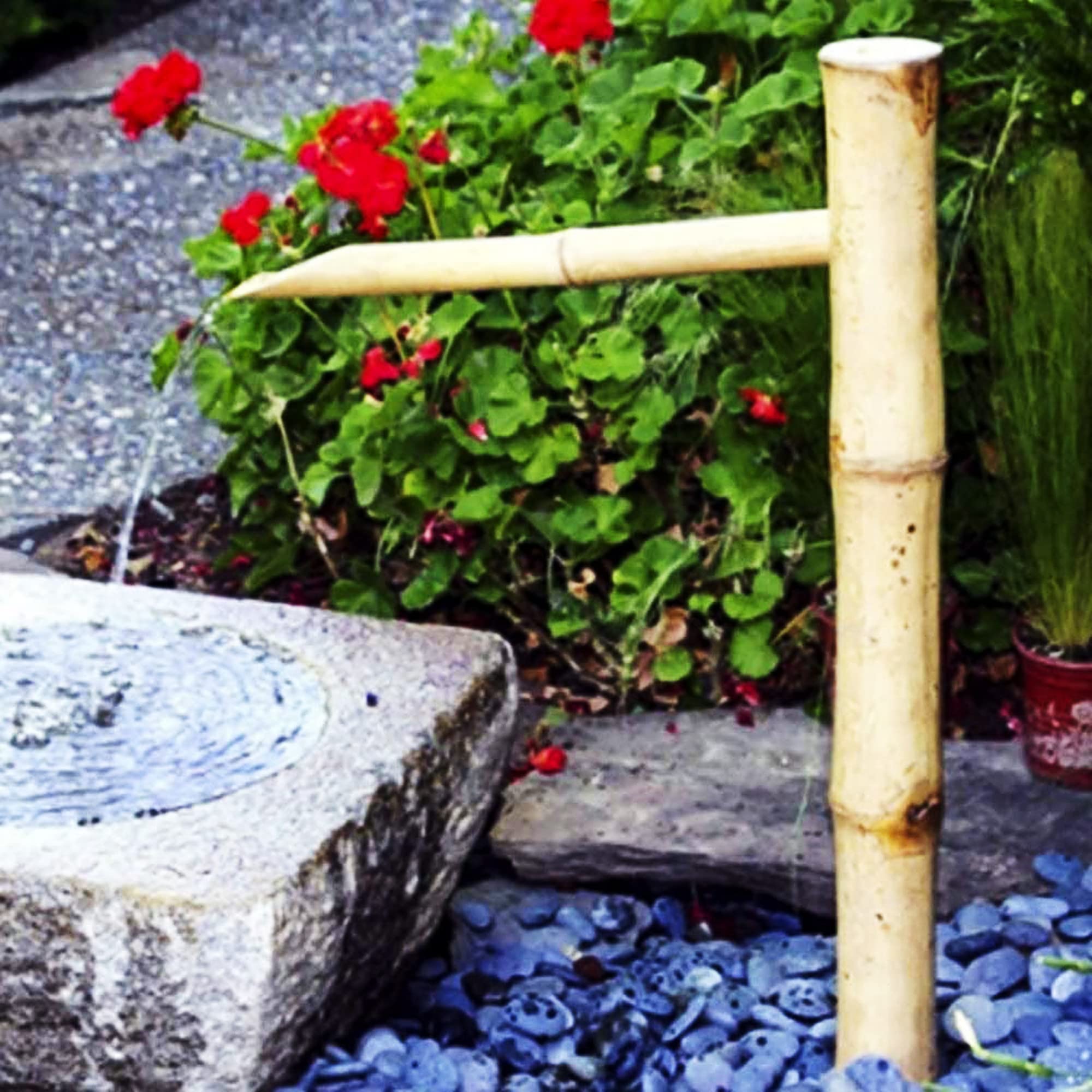 asdchZen Bamboo Fountain Kit With Pump & Solar Panel & Water Filter, Zen Feng Shui Water Fountain, Garden Decor Water Feature Landscapes 45Cm X