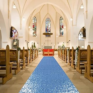ShinyBeauty Aisle Runner for Weddings Baby Blue 36Inchx15FT Sequin Floor...