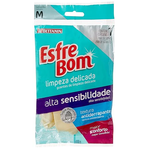 EsfreBom - Luva de Alta Sensibilidade Para Limpeza Suave, Tamanho M, Cor Creme, Bettanin