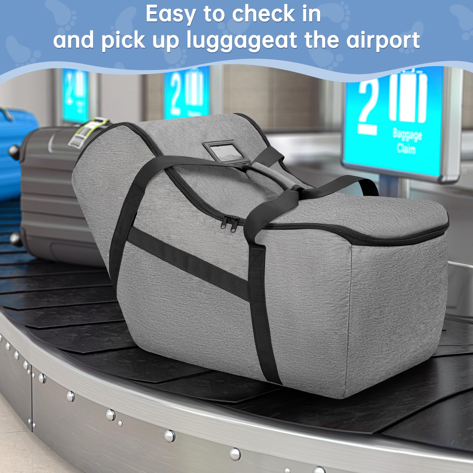 Borsa da viaggio imbottita per seggiolino auto per aereo, borsa da viaggio per seggiolino auto compatibile con tutti i seggiolini e le basi per auto Nuna Pipa, borsa a quadri per cancello