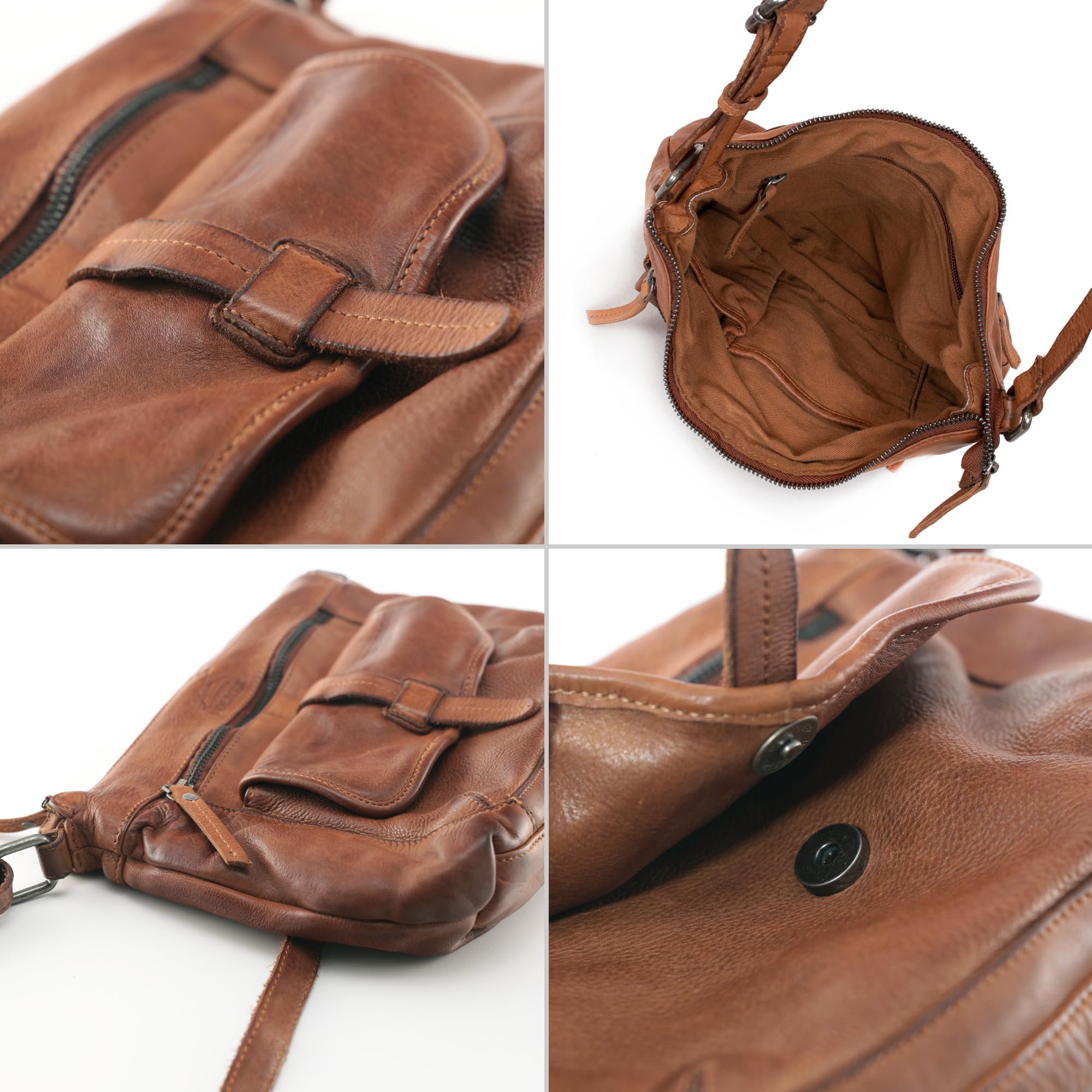 Fa.Volmer ® Umhängetasche – Crossbody-Bag aus Echtleder für Frauen – Used-Look – modisch, jugendlich & vielseitig – Modell: Ravenna