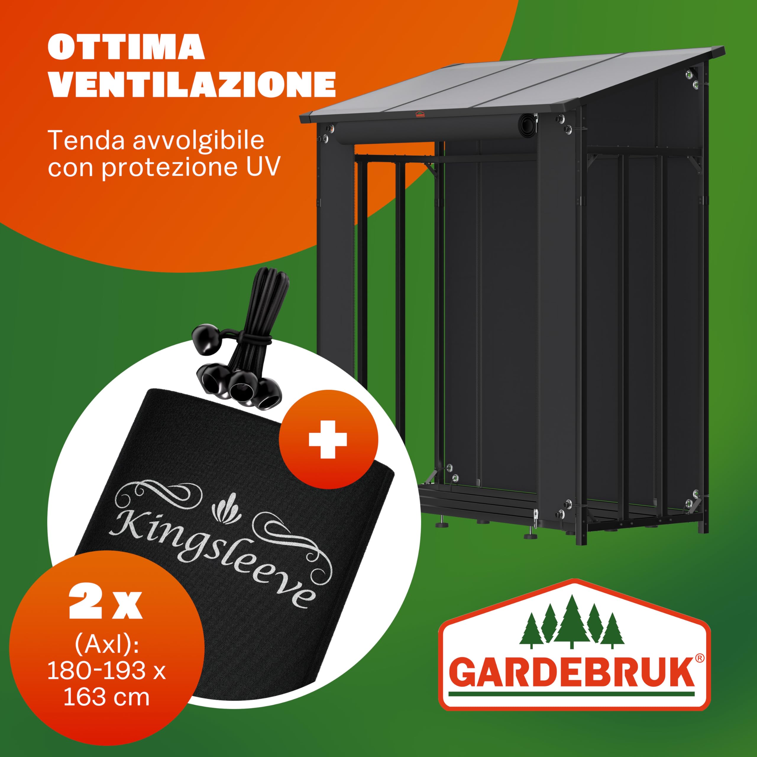 Gardebruk® Legnaia da Esterno 2,3 m³ 70Px163lx198H cm Tetto Copertura Protettiva Portalegna Rastrelliera Legno Camino Telo Giardino Borsa per Trasporto
