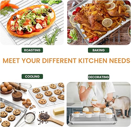 Miniatura 6 de Fire More Juego de bandeja para hornear de 12 pulgadas con rejilla de enfriamiento bandeja para hornear + estante para hornear, bandejas de acero