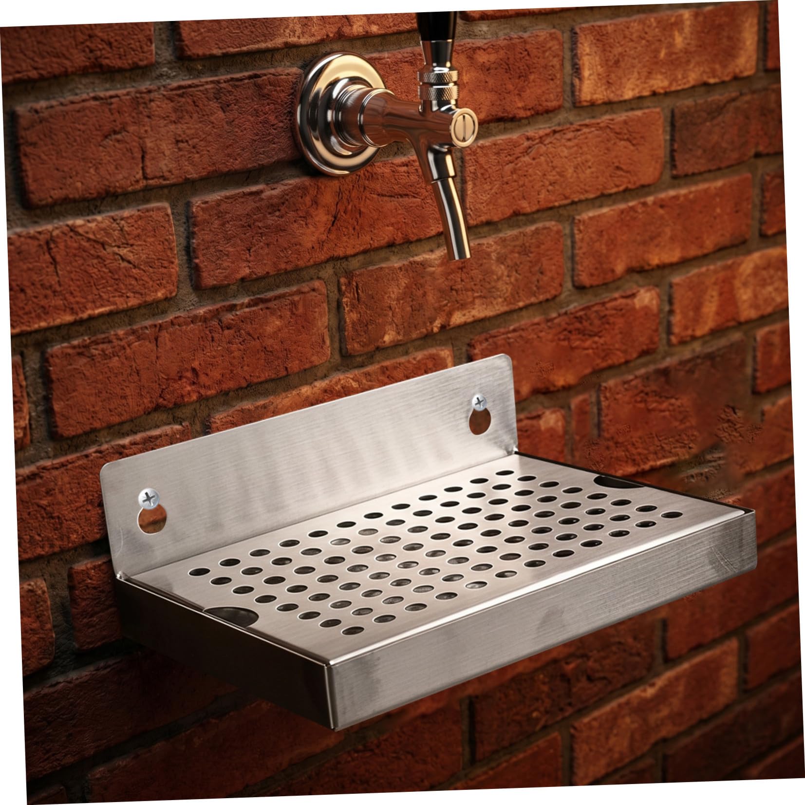 Vassoio Raccogli-Gocce Birra a Parete in Acciaio Inox 20x15, 2 Cm