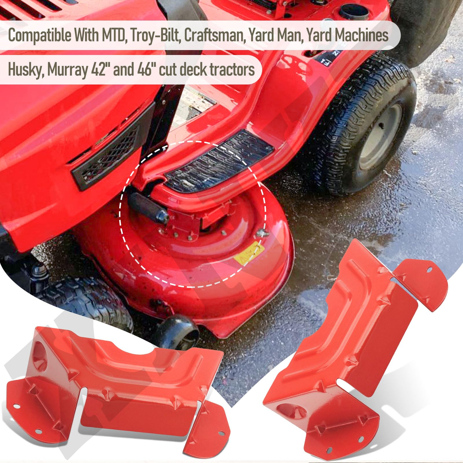 Piezas para cortacésped 783-06424A-0638 42" 46" Cubierta de protección para correa de polea de husillo de cubierta compatible con MTD y Troy-Bilt y Craftsman cortacésped, paquete de 2 (rojo)