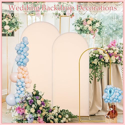 Miniatura 5 de Gisafai Juego de 6 soportes de metal para telón de fondo de arco y cubierta de arco de boda, soporte de telón de fondo de Chiara con cubierta de