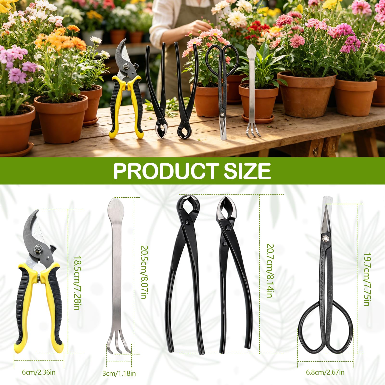 Juego De 6 Herramientas para BonsáI. Incluye Tijeras De Podar Tijeras para Hojas Herramienta CóNcava Rastrillo para BonsáI Y Bolsa De Transporte Herramientas De JardineríA para El Cuidado De BonsáIs