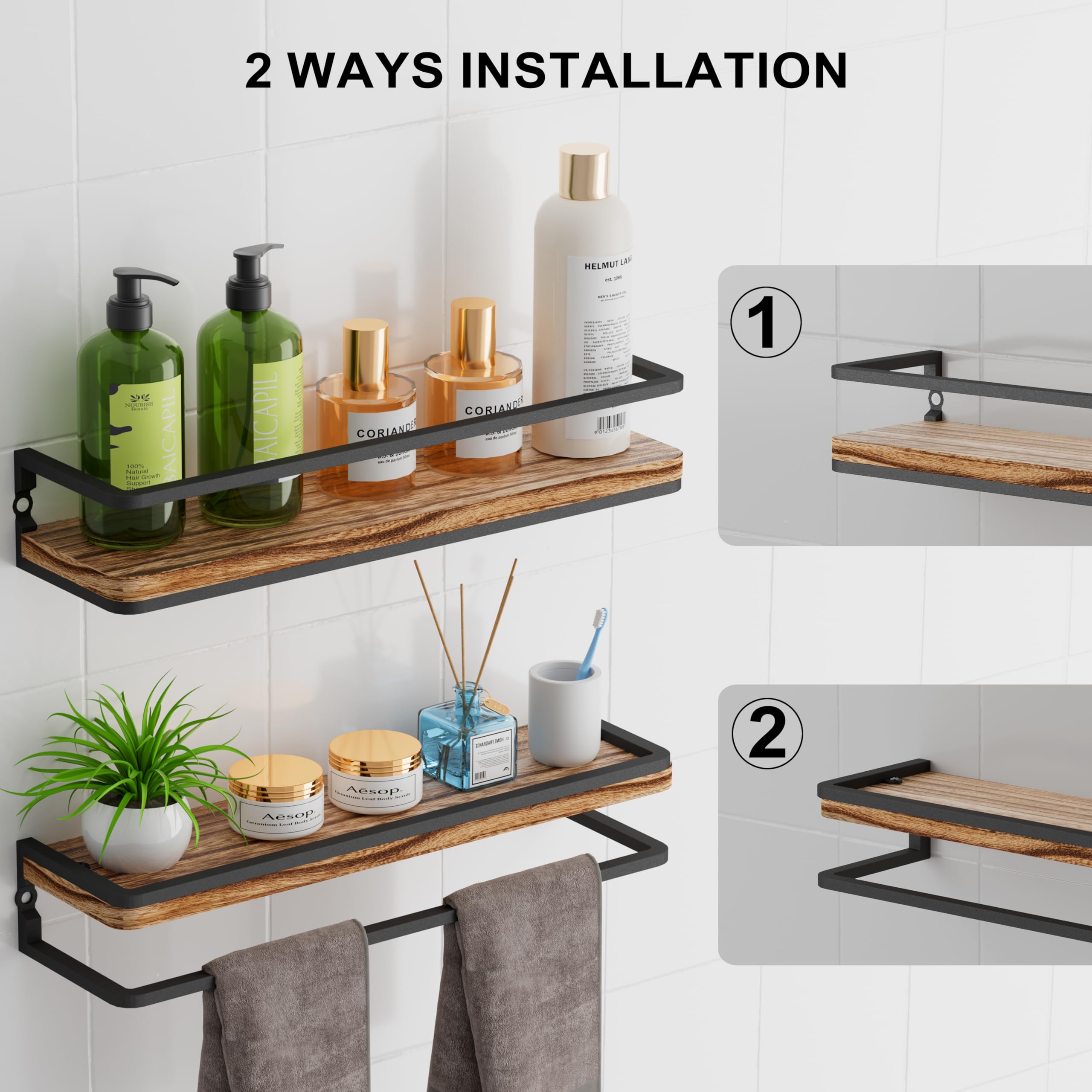 Mensole Da Muro Legno, Mensola da Muro, Mensola da Parete, 42CM, per Cucina, Bagno, Ufficio, Soggiorno