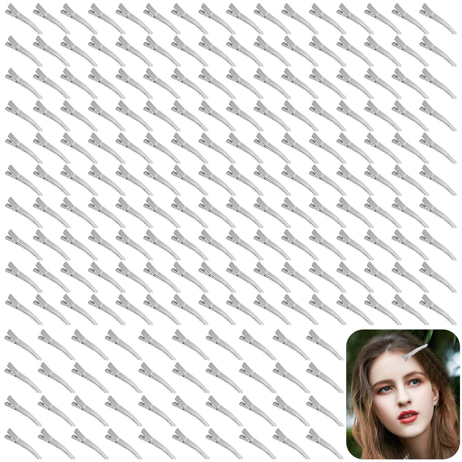 Duck Bill Hair Clips 200pcs Pin Curl Clips, Small Silver Hair Clips for Styling Alligator Clips Hair Pins