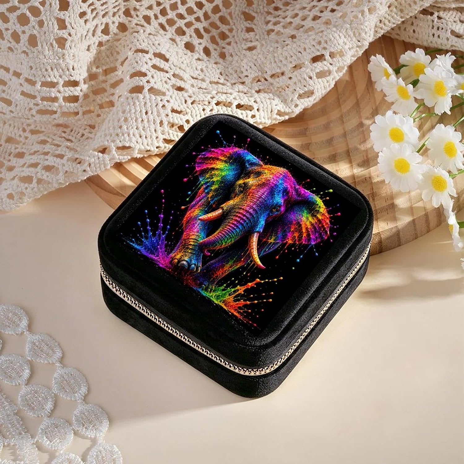 Colorful Elephant Drip Jewelry Box image 3