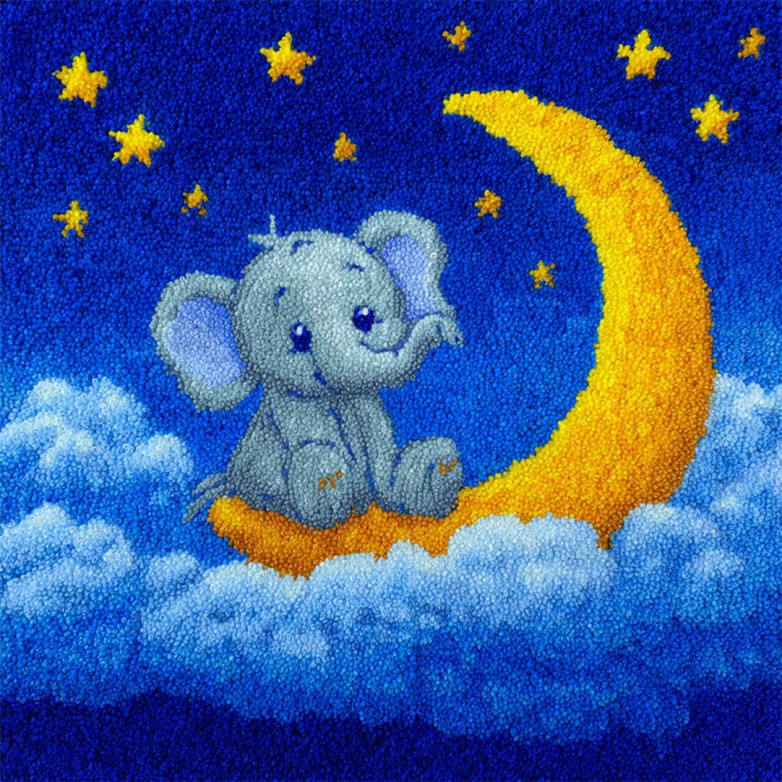 Kitquiver Animal DIY Latch Hook Kit Cartoon Elephant DIY Latch Hook Kits Pillow Needlepoint Cushion Kit for Home Décor Needlework Set for Adult Beginners 17x17In
