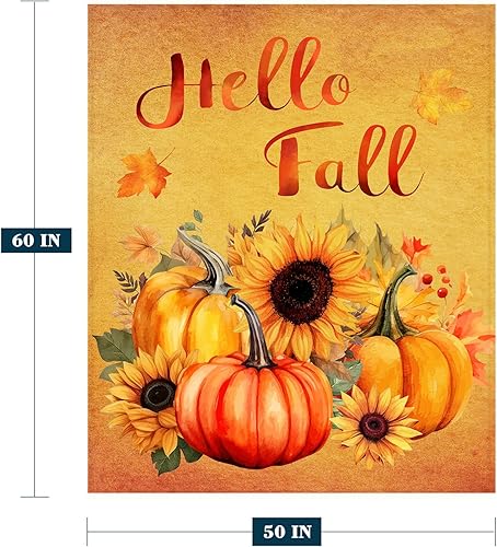 Miniatura 138 de YeeJu Manta decorativa de otoño, color naranja, Acción de Gracias, otoño, lindas calabazas, manta para sofá, cama, sala de estar, suave, acogedora