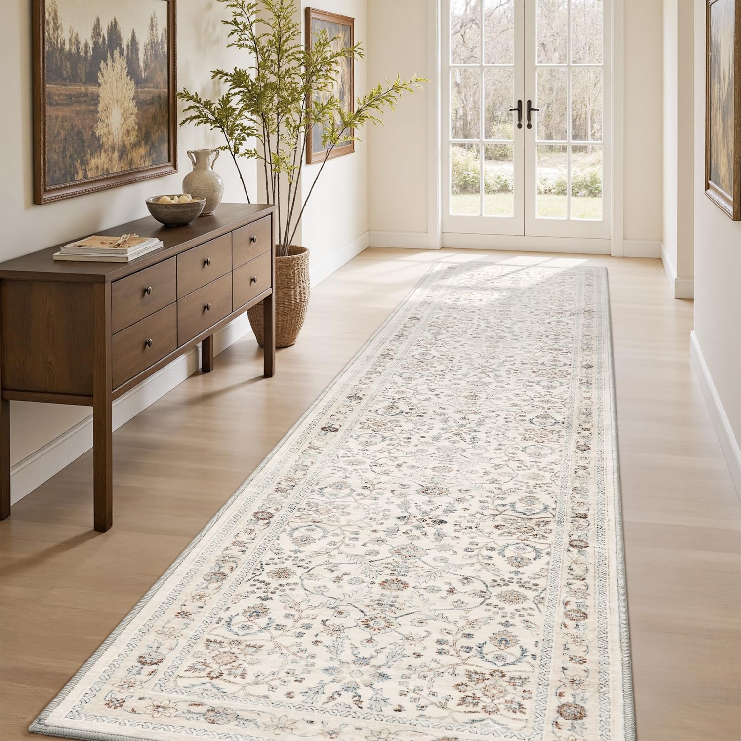 Amazon.com: MontVoo-Vintage 2x10 Runner Rug-Soft Beige Washable