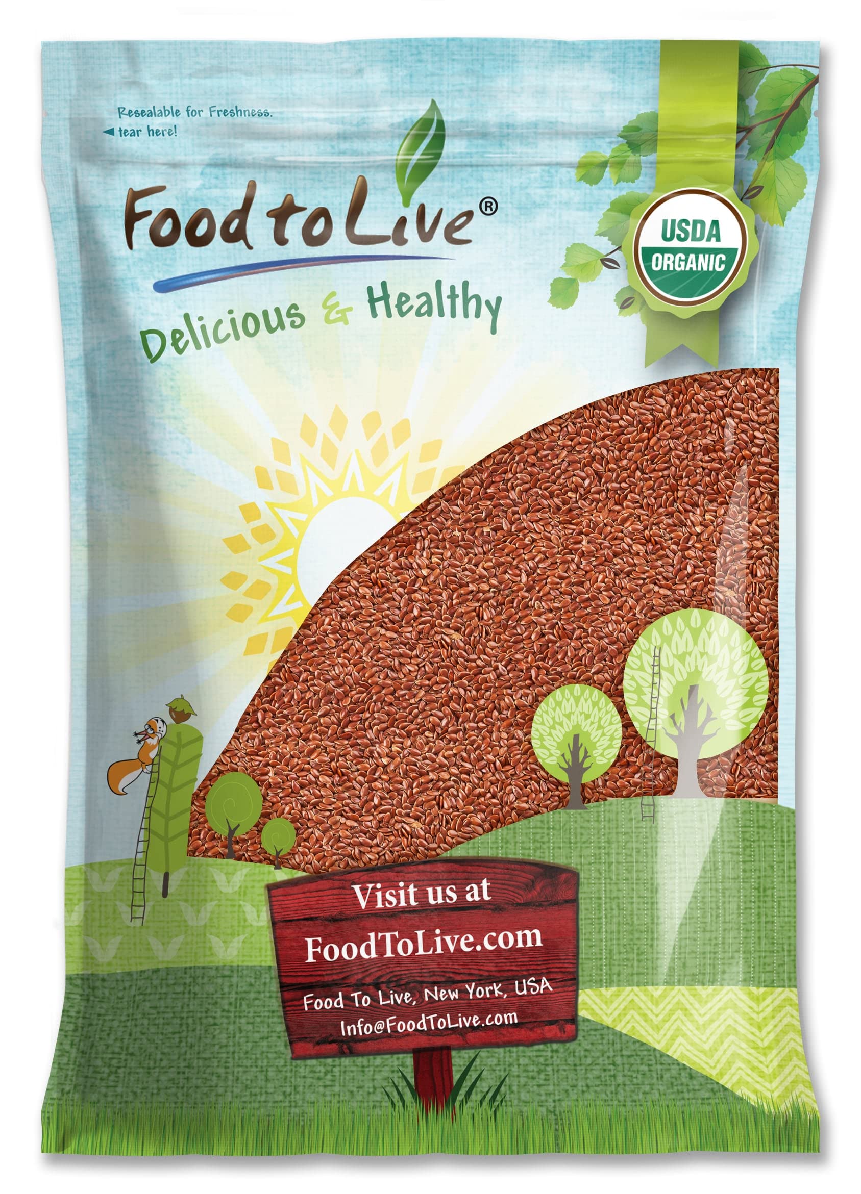 Food to Live Organic Brown Flax Seeds, 10 Pounds – Whole Raw Flaxseeds, Non-GMO, Unroasted, Dried, Kosher, Vegan. Rich in Omega-3 Fatty Acids, and