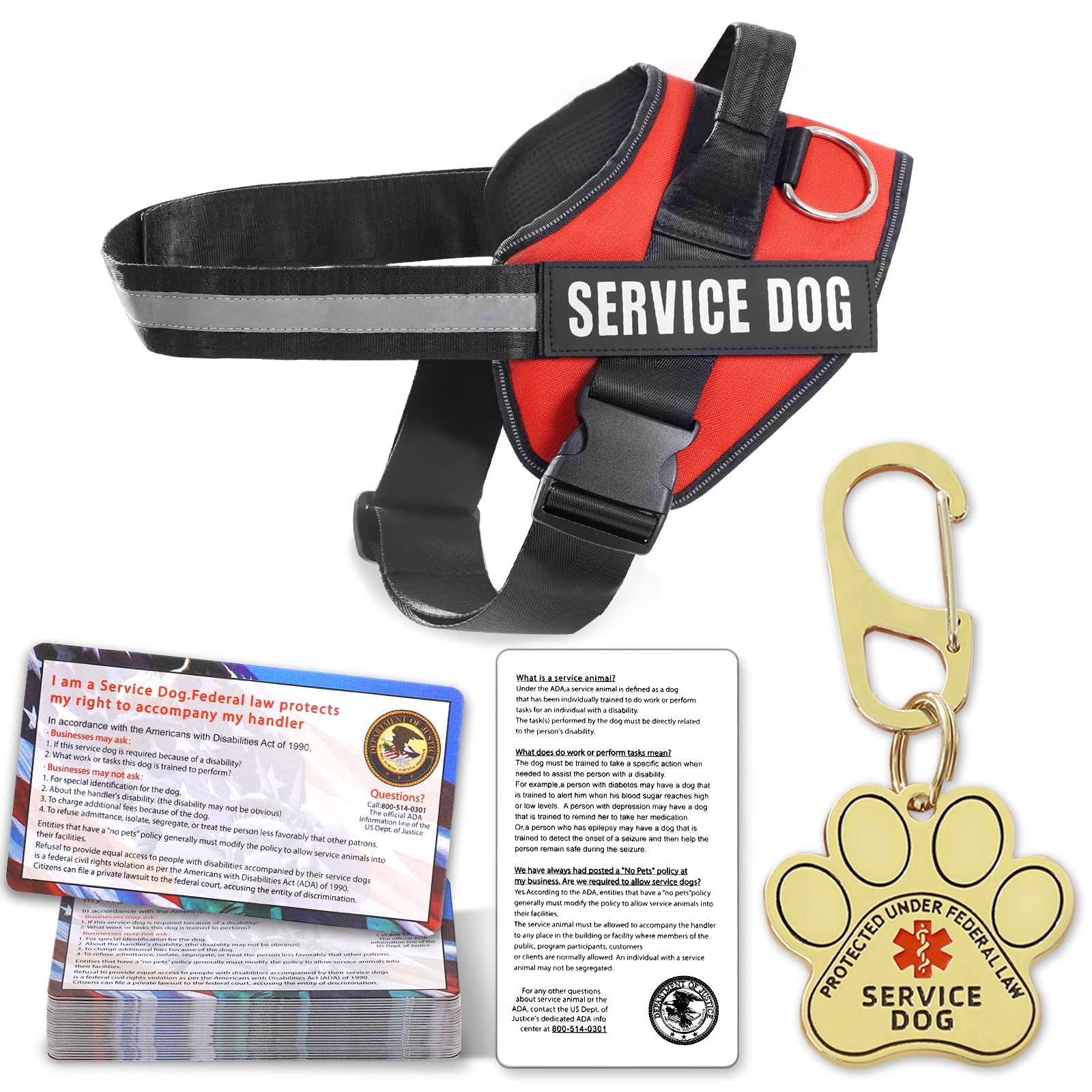 Sponsored Ad - Opstin Service Dog Vest, ID Tag + 50 ADA Information Cards, Service Dog Harness in Sizes X Small to XX Large, Metal Dog Tag has Ruggedized Clip, 2-Sided Service Animal Cards,ESA Accessory Set Small