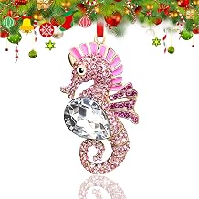Seahorse Christmas Ornament 2026 - Metal Seahorse Ornaments for Christmas Tree Decorations Coastal Beach Christmas Ornament Gifts for Girls Kids Women Nautical Party Home Decor