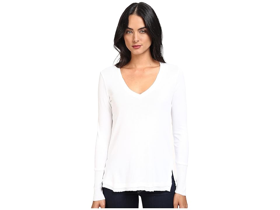 

Splendid 1x1 Long Sleeve V-Neck Top (White) Women's Clothing