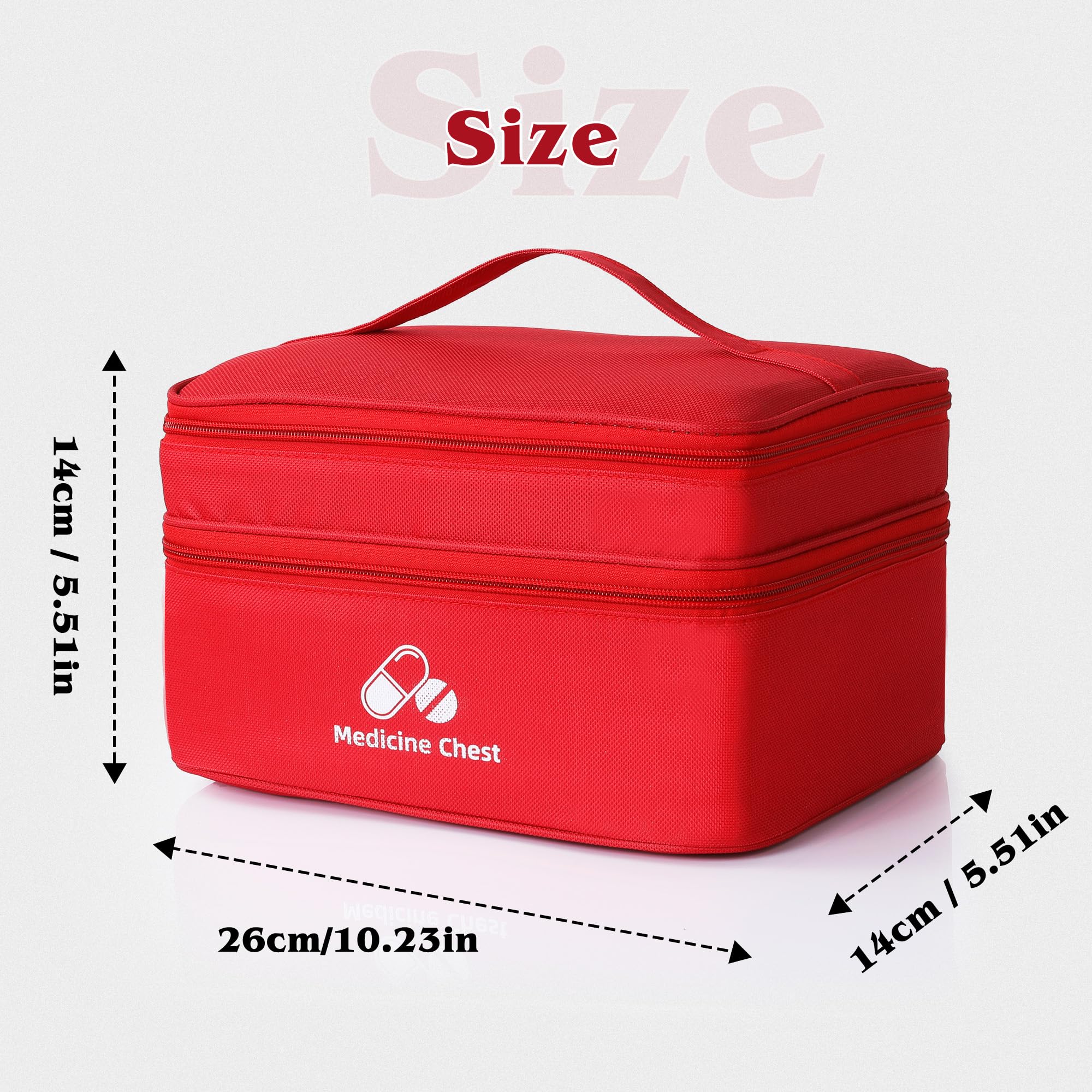Romon Bolsa Primeros Auxilios Portátil, Botiquín de Primeros Auxilios Vacio,Doble turno Impermeable Gran Capacidad Botiquín Médico Vacío, Bolsa Médico de Emergencia para Hogar, Oficina, Rojo