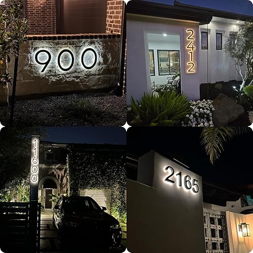 Miniatura 8 de Números de Casa Personalizados LED para Exterior con Iluminación, Números Grandes Personalizados con Energía Solar Retroiluminados, Números de Color