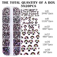 Vista 18 de 3820Pcs Light Green Flatback Rhinestones for Bedazzling, 2-6.5mm Small Rhinestones Diamonds Kit, Flat Back Crystals Gems for Nail Art and Crafts