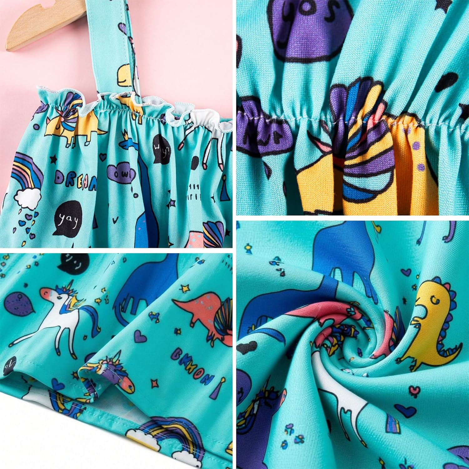 Toddler Little Girls Casual Dresses Short Sleeve Crew Neck Graphic Cartoon Dress for 2-8 Years - Image 6