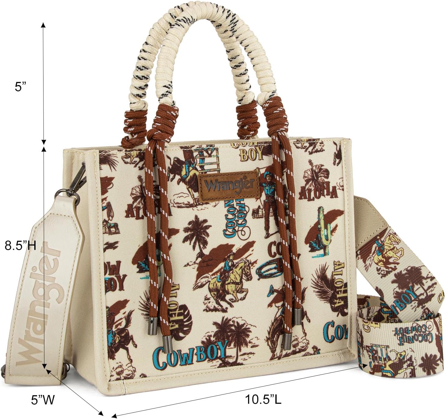 Montana West Wrangler Tote Bag Western Satchel Bags for Women with Braided Rope Handles - Image 3