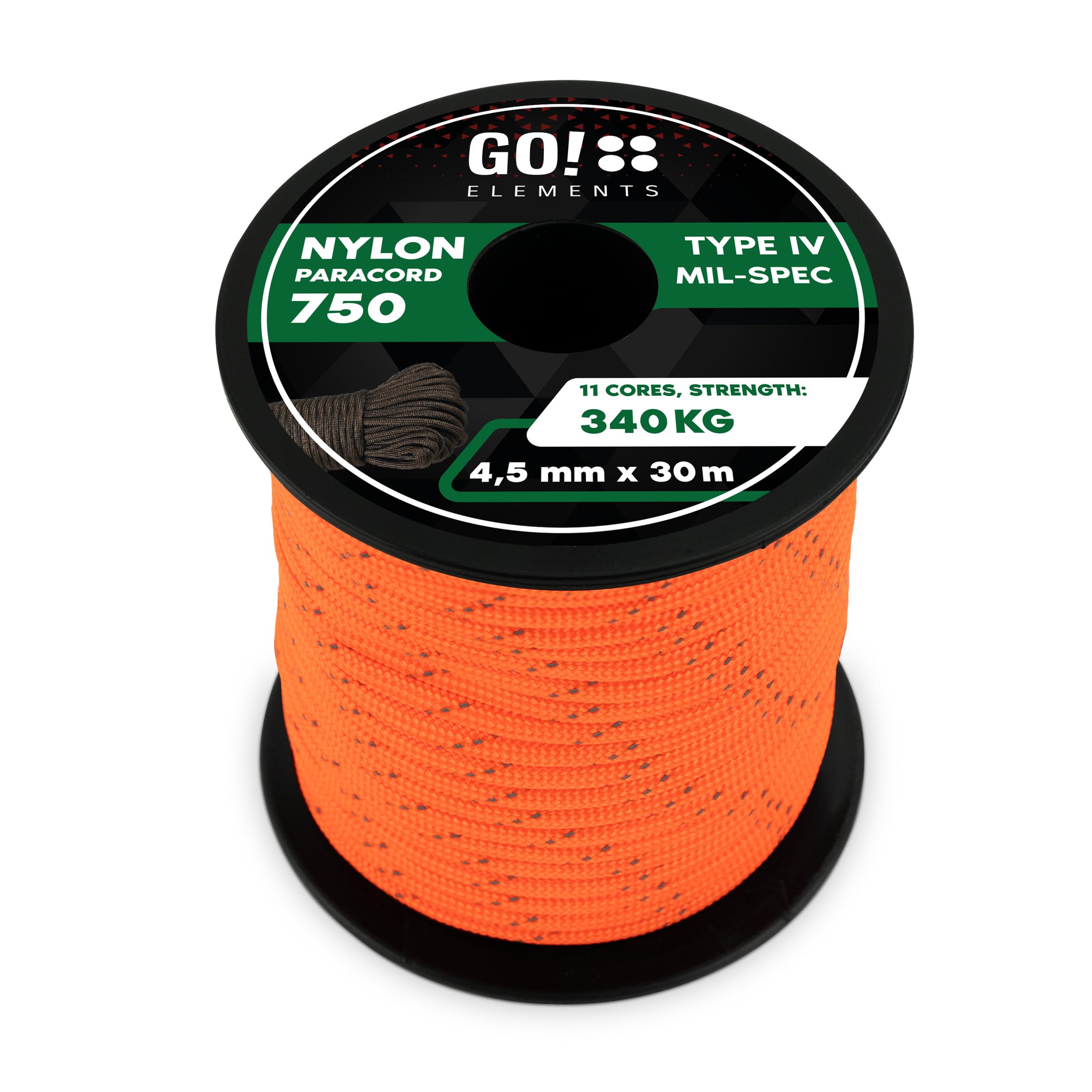 GO!elements Paracord Seil aus reißfester Nylonschnur - Paracord 750 Schnur - geeignet als Allzweckseil & Reepschnur
