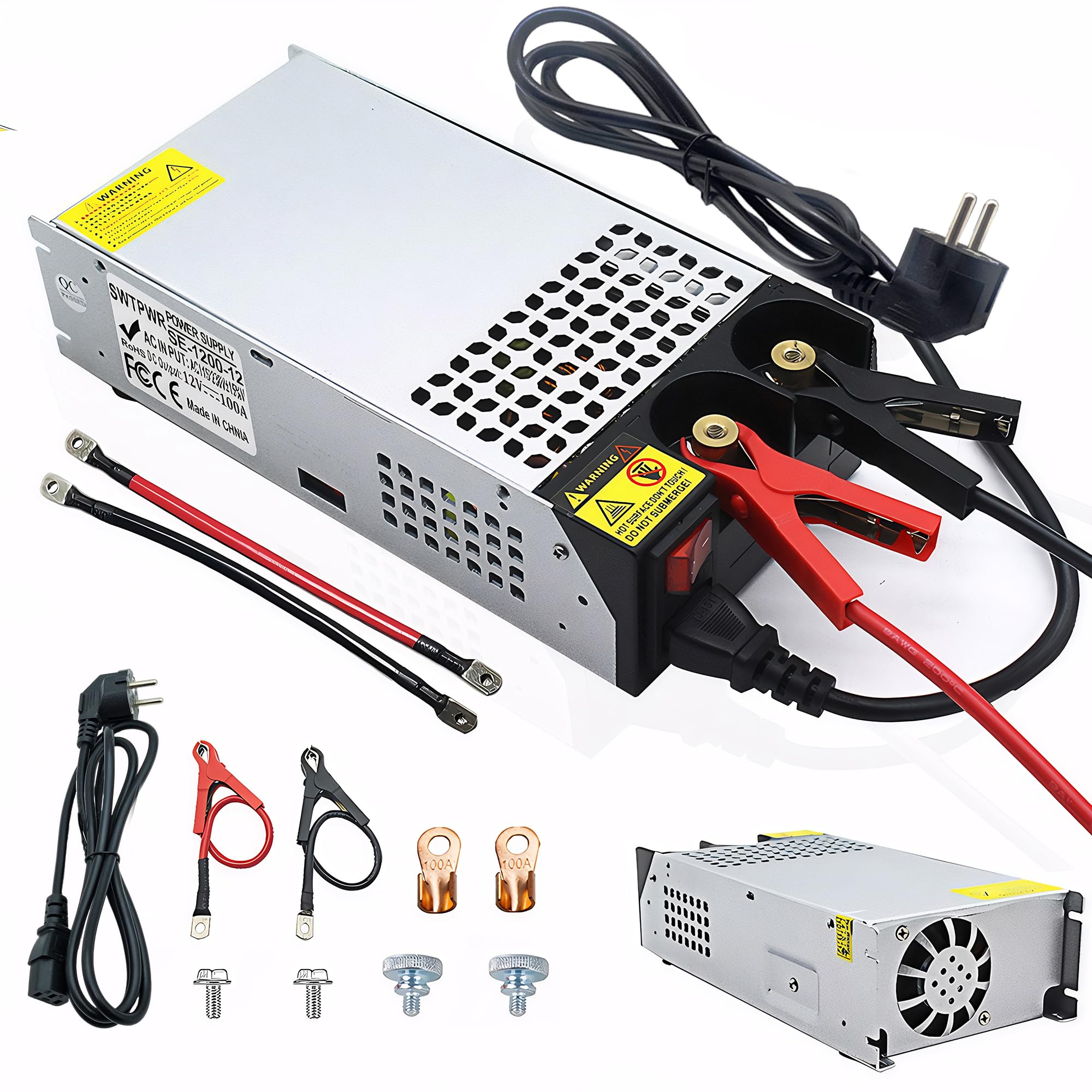 DC 12V 100A 1200W Alimentatore Trasformatore 230V AC a DC 12 Volt Interruttore per Pompa LED CCTV Sicurezza Auto Stereo Stampante 3D e altri 12V Dispositivi