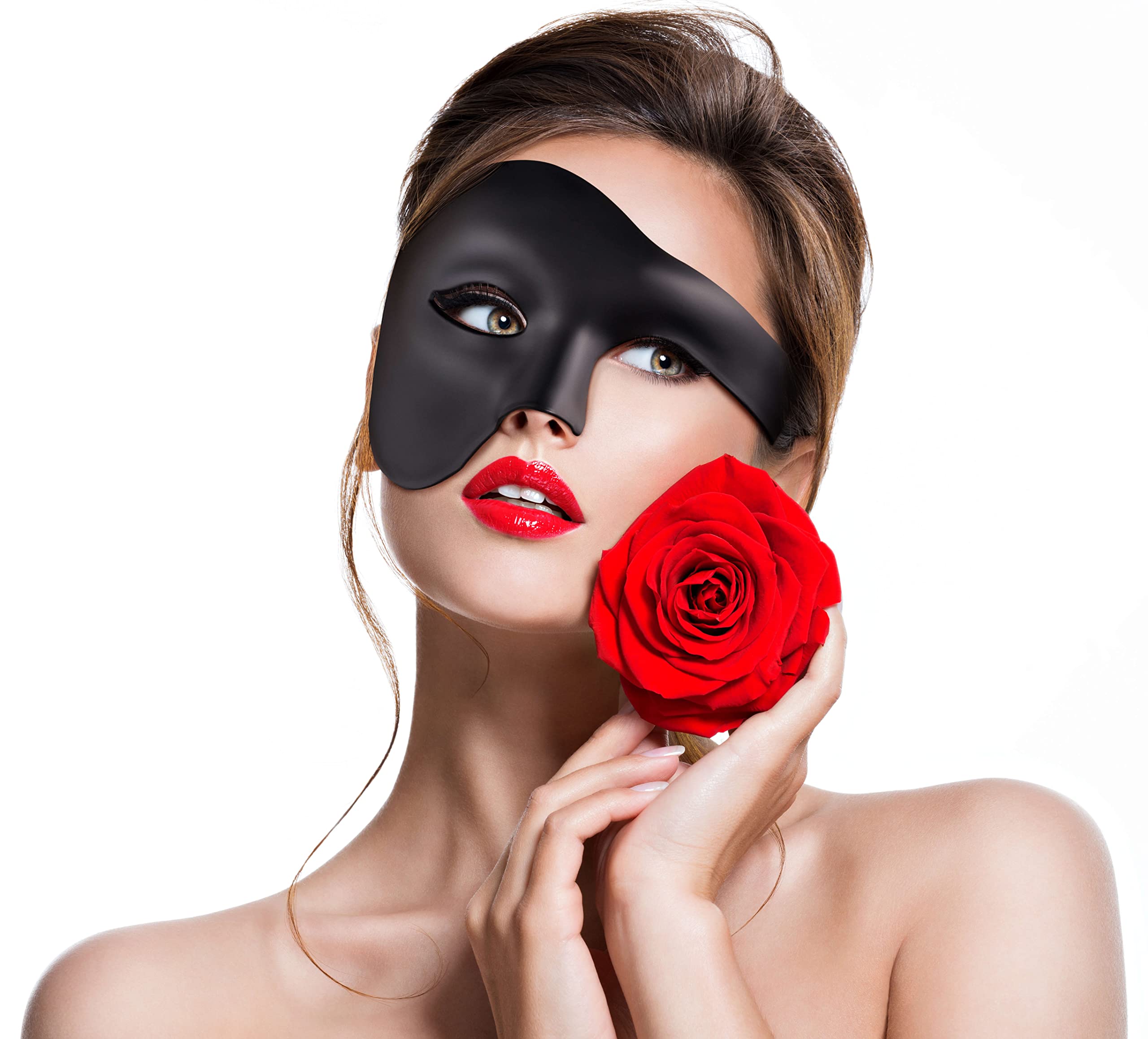 Balinco Opera Half Mask, Men's Mask, Ladies Mask, Venetian Carnival Mask, Half Face Mask, Halloween Mask, Face Mask Carnival (Black)