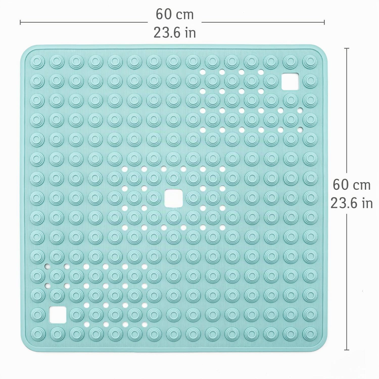 Tatkraft Detail - Tapis de Douche Antidérapant - 60x60cm - Tapis de Bain Caoutchouc Carré - 134 Ventouses - Sans BPA - Antifongique et Antibactérien - Pour Enfants et Sénior - Qualité Italienne - Bleu