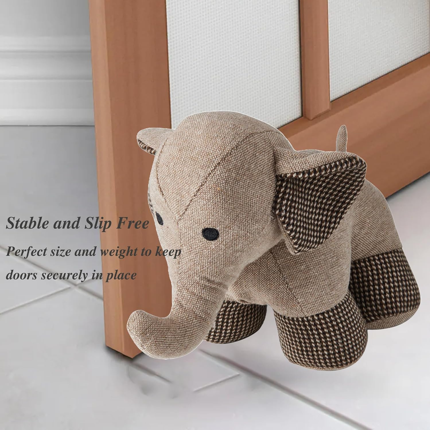 Cute Decorative Door Stopper for Bottom of Door and Inside Door Decorative.Soft and Weighted Door Stop to Keep Door Open for Home and Office(Elephant)