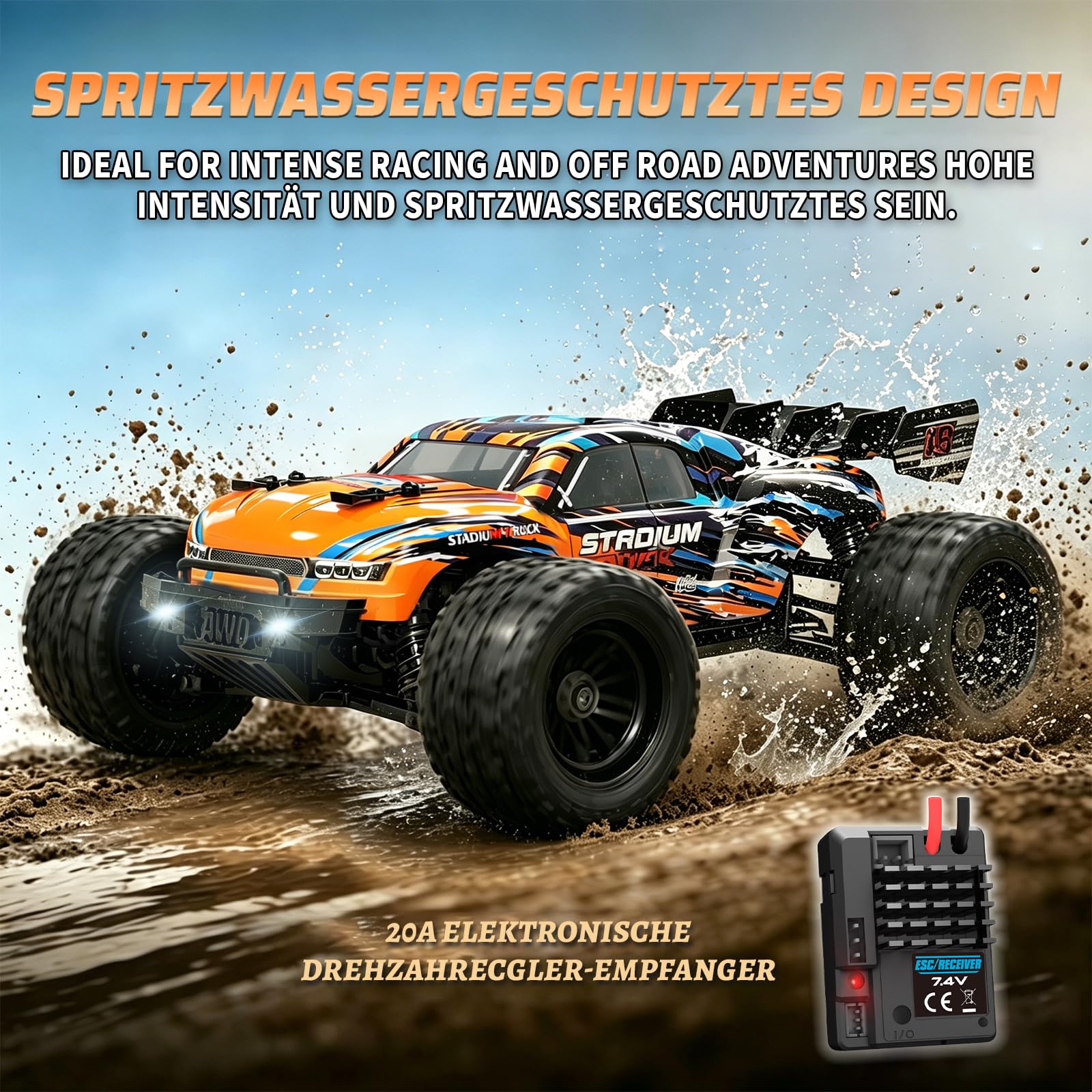 HAIBOXING Ferngesteuertes Auto 4WD RC Auto 1/18 36 km/h Offroad Ferngesteuert Buggy 2.4Ghz All Terrain Rennauto Ferngesteuert RC Buggy,Ferngesteuert Monstertruck für Kinder und Erwachsene18858E