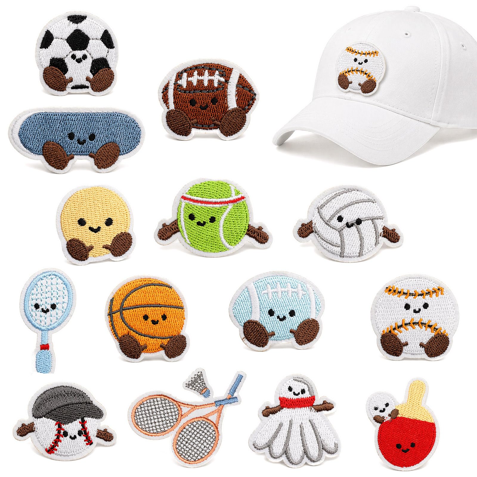 14 Pcs Sports Ball Iron on Patches for Clothes, Embroidery Patches for Clothing Repair and DIY Decoration, Sew On Clothes Patches Applique for Jackets Backpacks Hats