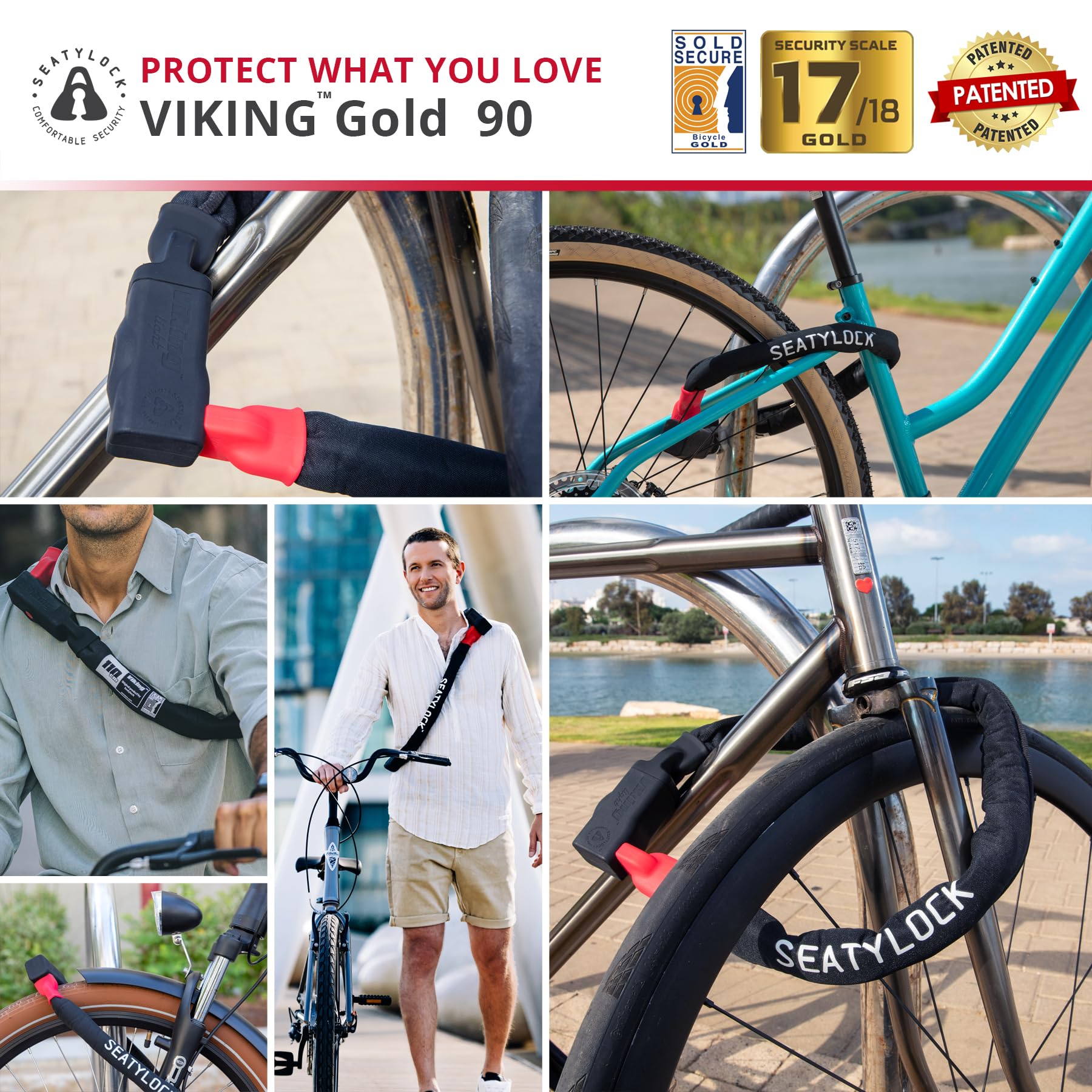 Amazon.co.jp: Seatylock Viking 自転車用ロックチェーン 鍵付き