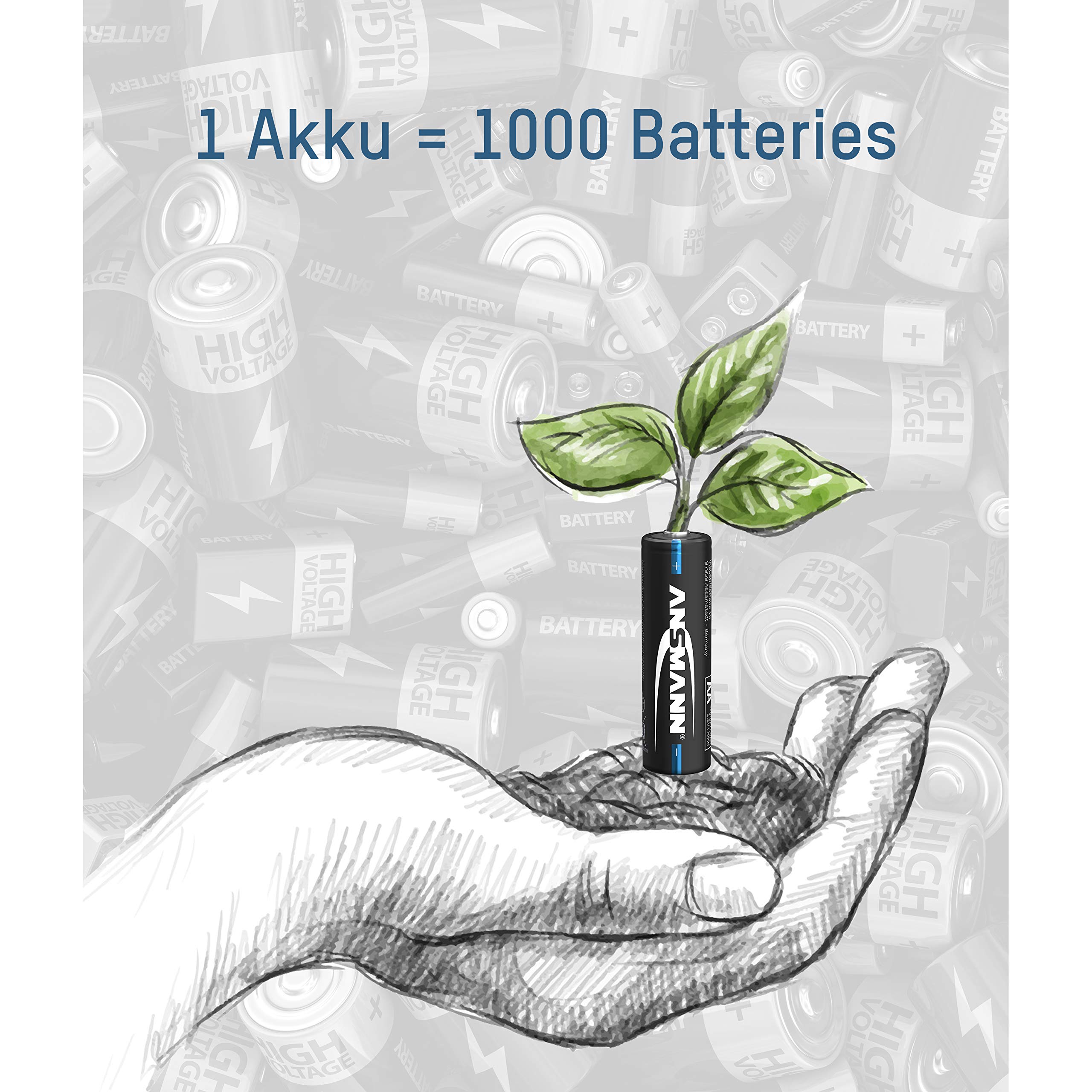 Ansmann für AA/AAA/C/D NiMH Akkus & Li-Ion 18650/26650 Batterieladegerät, schwarz & Akku AA Typ 2800mAh NiMH 1,2V - Mignon AA Batterien wiederaufladbar, Modellbau (8 Stück)