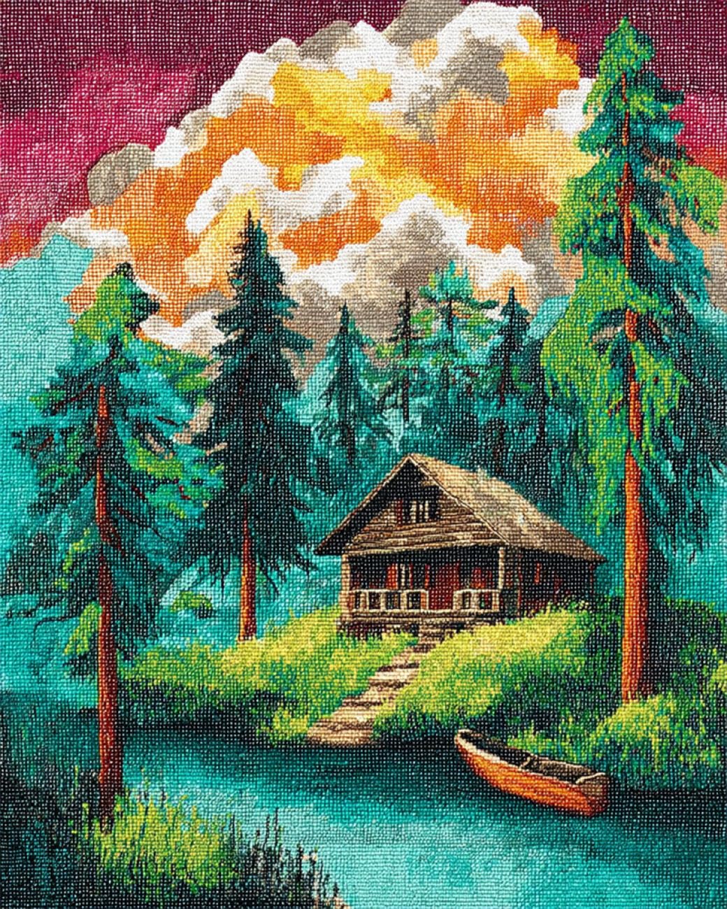 RKFLGEW DIY Seed Bead Embroidery Kits Fantasy Forests 50x70cm