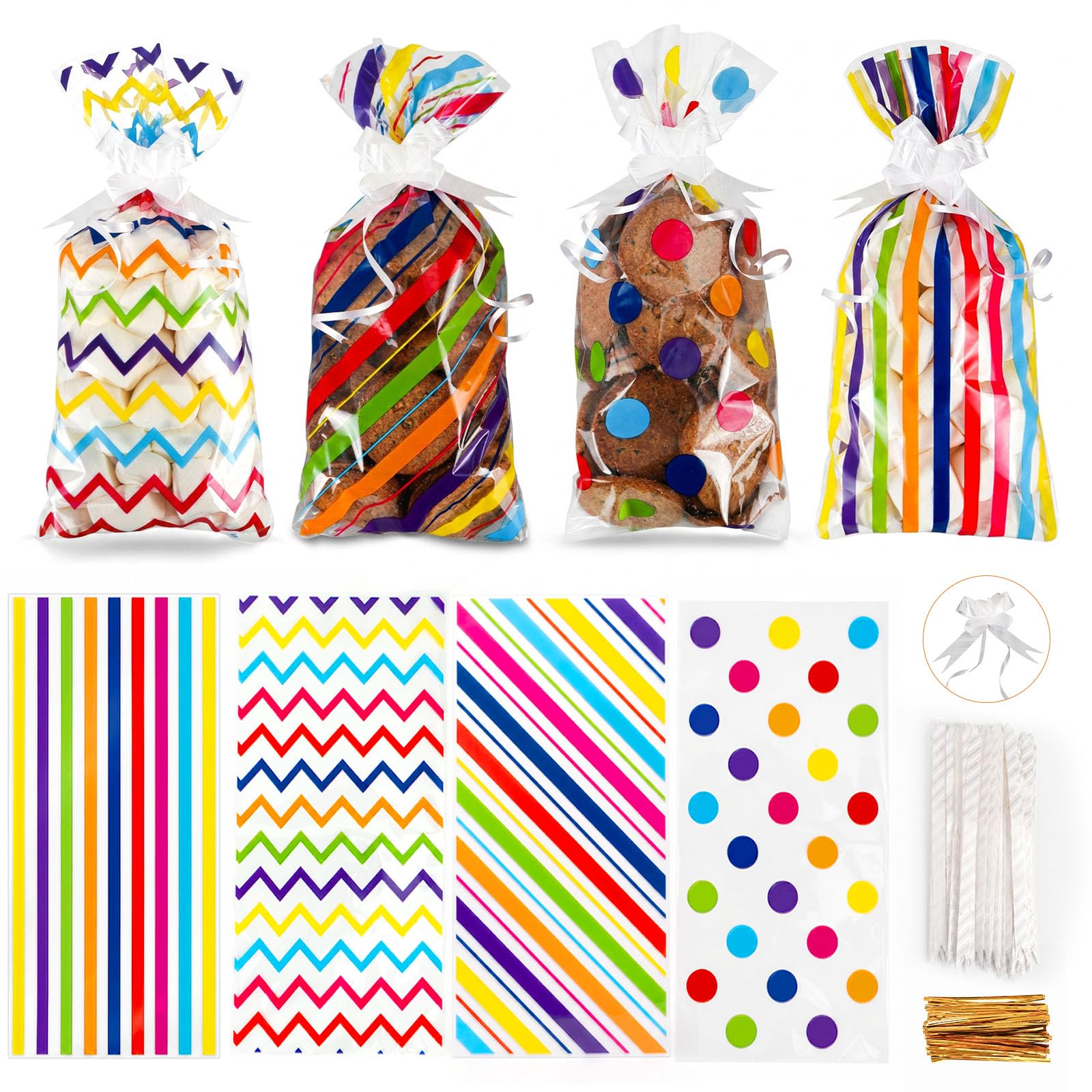 Photo 1 of ***SIMILAR PRODUCT***
GIFTBOLSA 100 PCS Rainbow Cellophane Treat Bags,5.1 x 10.6 Inches,Clear Cookie&Candy Gift Bags with Twist Ties and Bows for Birthday,Holiday,Party,Easter,Christmas,New Year and Wedding Decorations