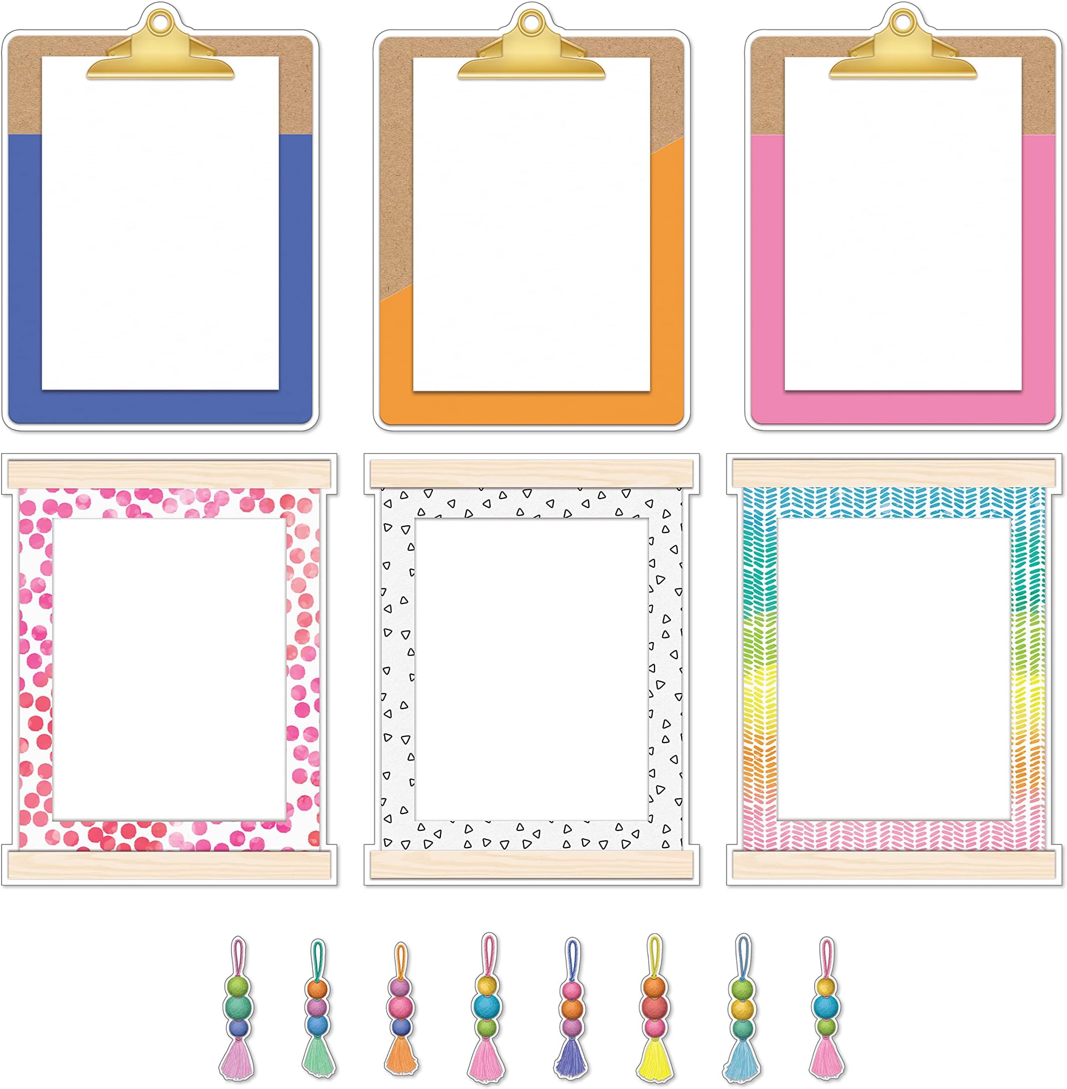 Creatively Inspired 17-Piece Classroom Display Bulletin Board Set, Colorful Clipboards, Frames, Bulletin Board Decorations, Inspirational Colorful Classroom Dรฉcor