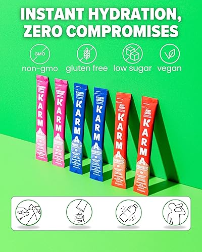 Miniatura 4 de Karma Paquete de hidratación probiótica, paquete de 6, mezcla de bebida en polvo de limonada de fresa, ayuda para la salud inmune e intestinal para