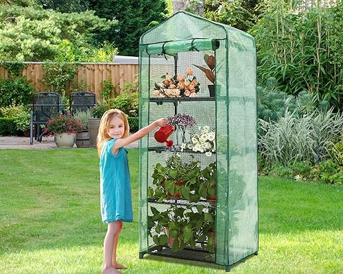 Miniatura 6 de ABCCANOPY Mini invernadero de 4 niveles portátil de jardinería con puerta con cremallera para uso en interiores y exteriores (cubierta de
