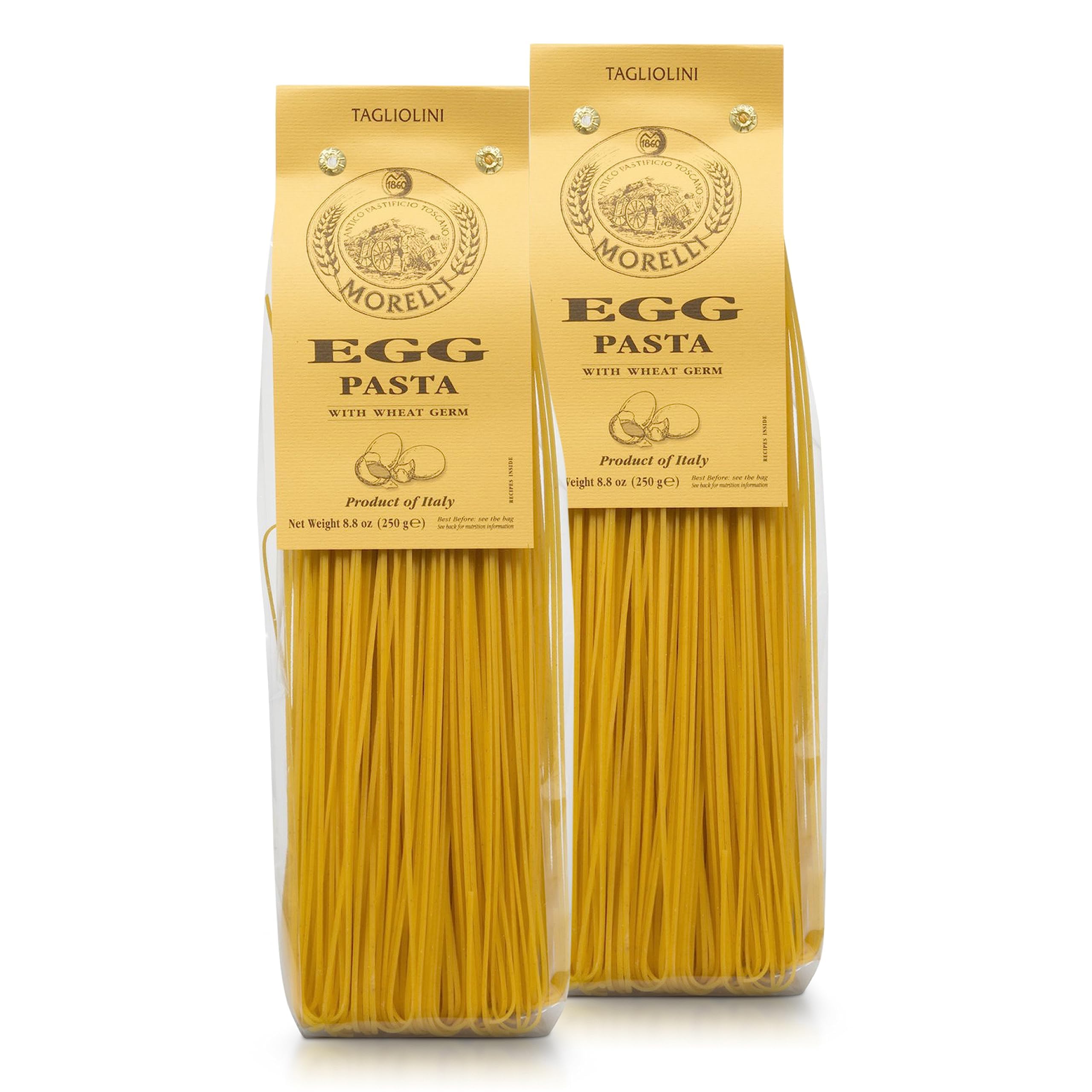 Morelli Egg Tagliolini Italian Pasta Noodles - Gourmet Pasta Handmade in Small Batches With Durum Wheat Semolina, Imported from Italy - 8.8 oz (250 gr) - Pack of 2