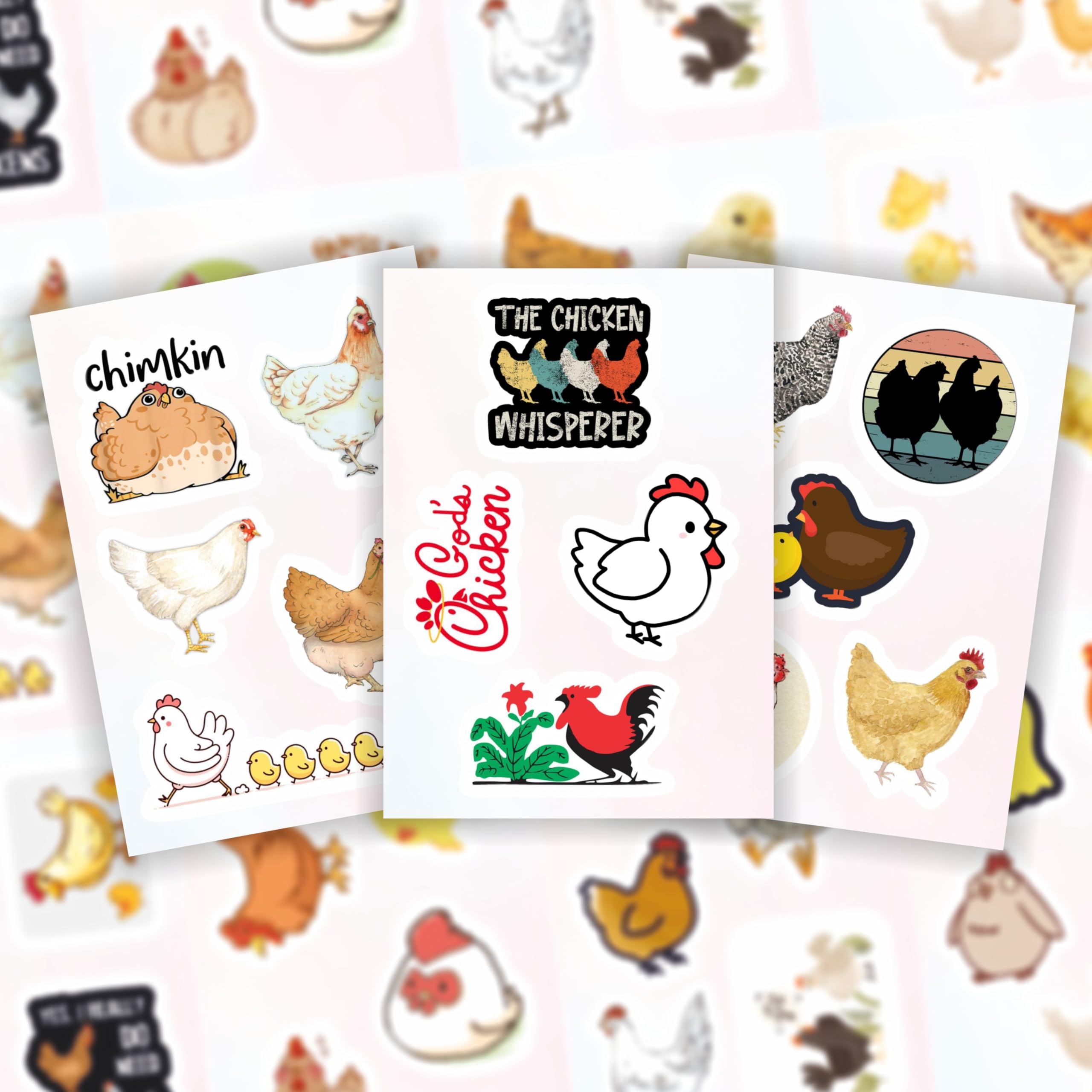 Adesivi con Galline per Bottiglie d'Acqua e Laptop - Favors e Decorazioni a Tema Fattoria - Chicken Stickers