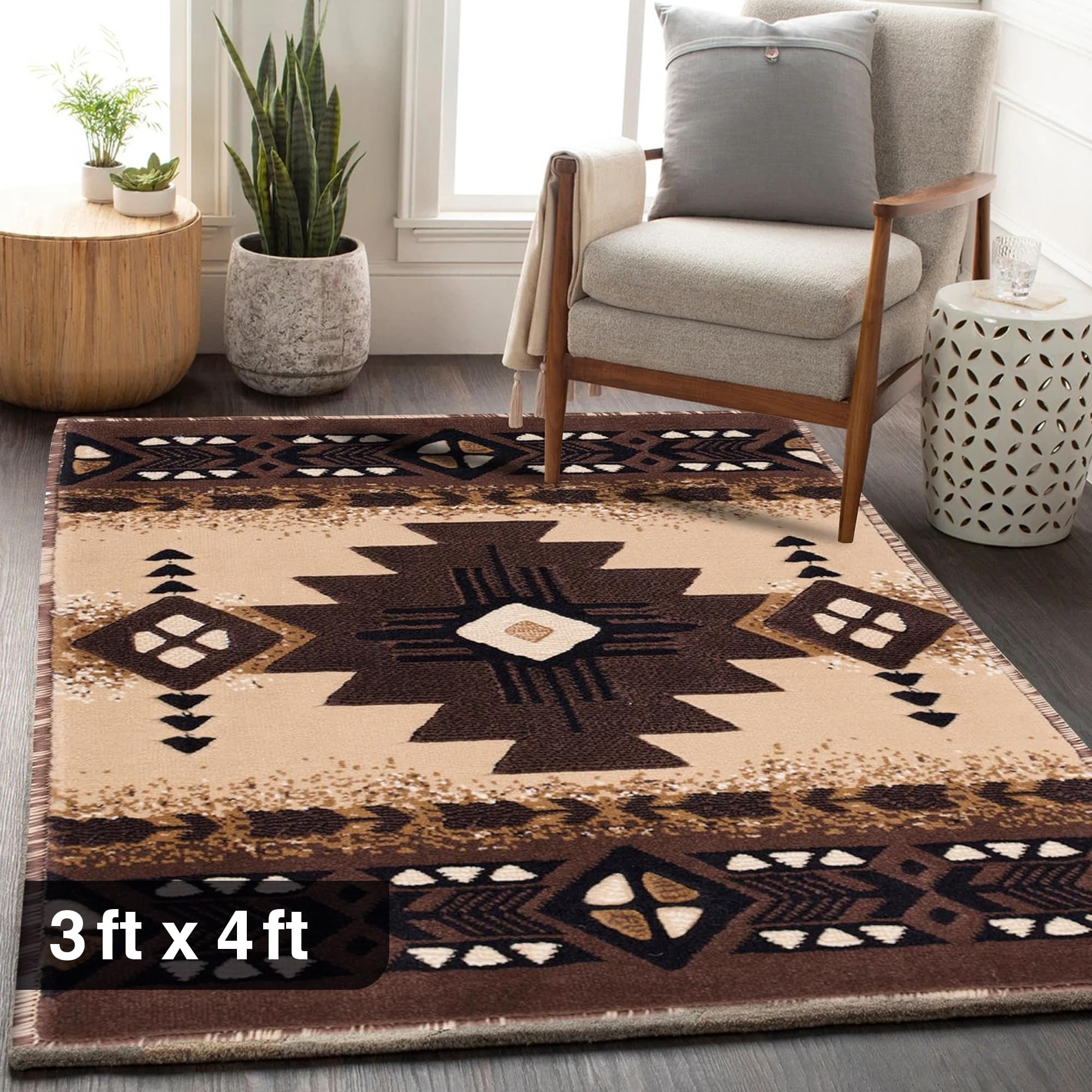 YHSF South West Native American Area Rug C318 - Easy Clean, Thick, Soft, Durable Native Tribal American Indian Inspired Rug for Bedroom/Living Room