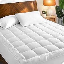 Bare Home Queen Mattress Pad Cotton Top Mattress Cover - Fitted Mattress Pad Protector - 8" to 21" Deep Pockets - Cooling Breathable Air Flow - Plush Soft Noiseless Mattress Topper (Queen)