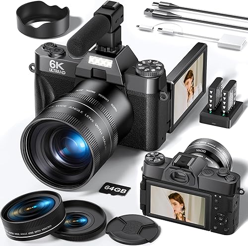 FLATIC Cámaras para fotografía, cámara digital 6K 64MP con WiFi y micrófono para Youtuber, cámara de vlogging con zoom 16X con pantalla abatible de disponible en Yaxa Guatemala