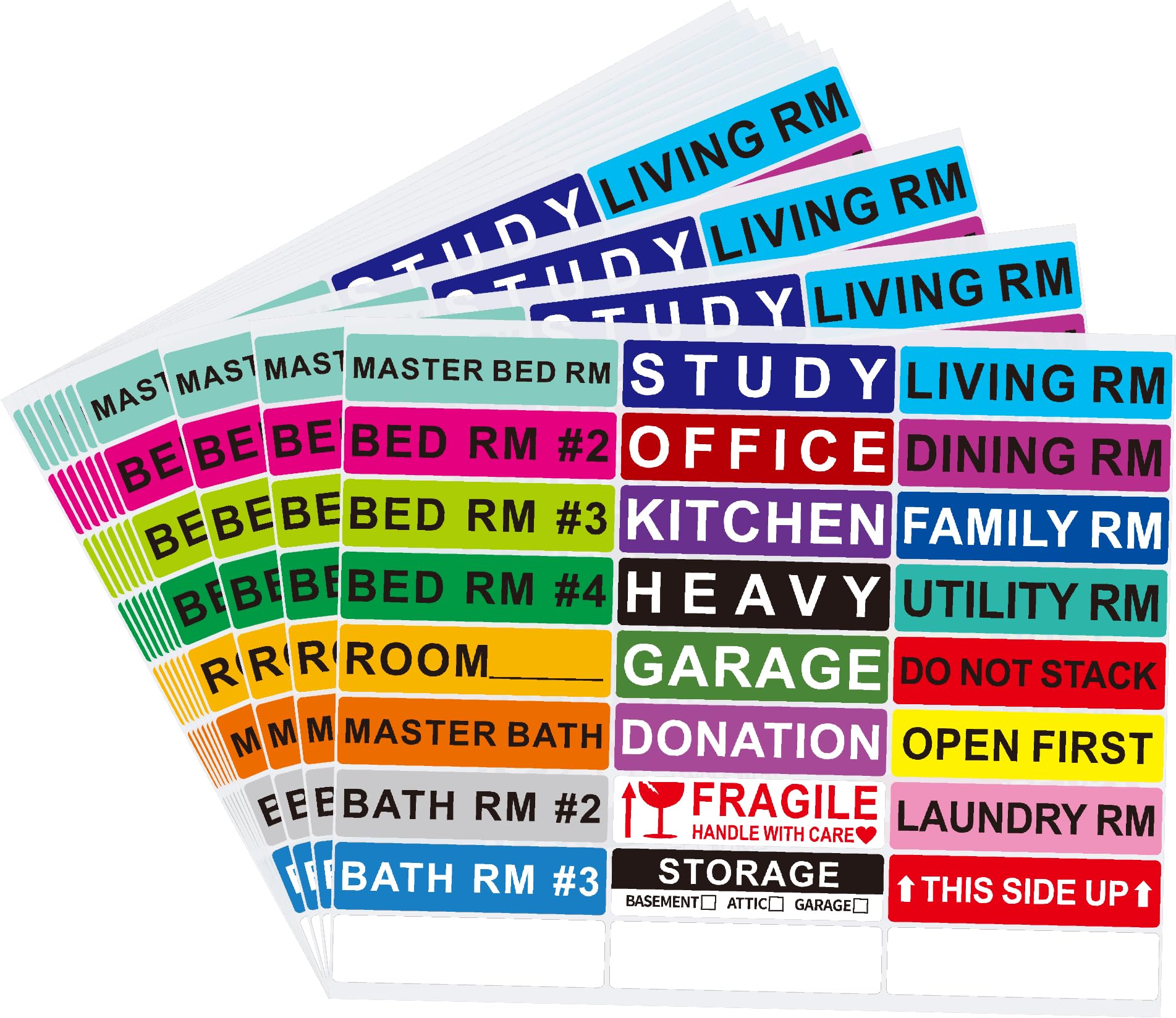Hylabelest Pack of 270 Large Home Moving Labels for Boxes 25 Different Color Coded Stickers House Moving Supply, 1x4 Inch