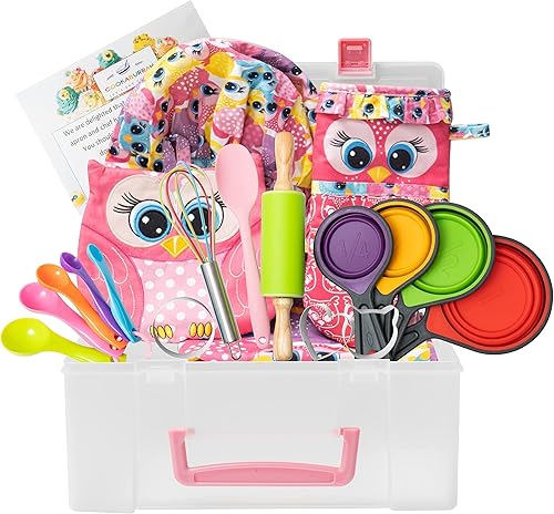 Cookaburrah Juegos de cocina para niños, juego de regalos para hornear con estuche de almacenamiento, 21 piezas de suministros de cocina para